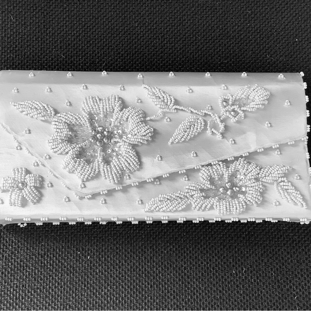 Wedding white jeweled purse.